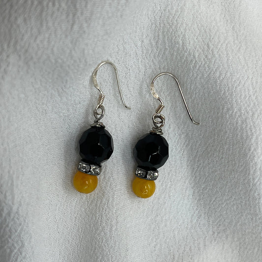 Ørekrog i ægte sølv med orange Jade