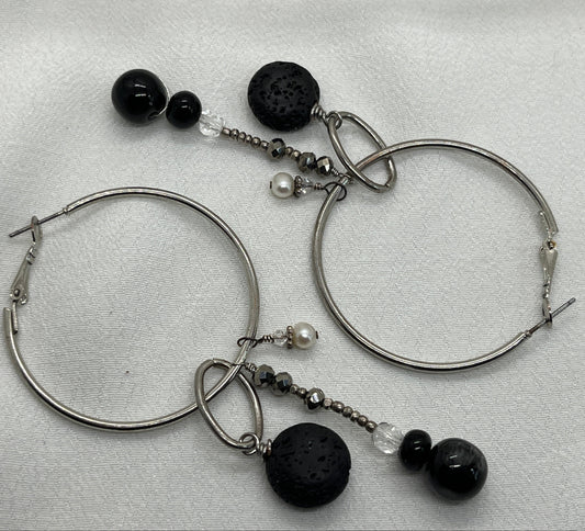 Sølv creoler m. 3 forskellige vedhæng