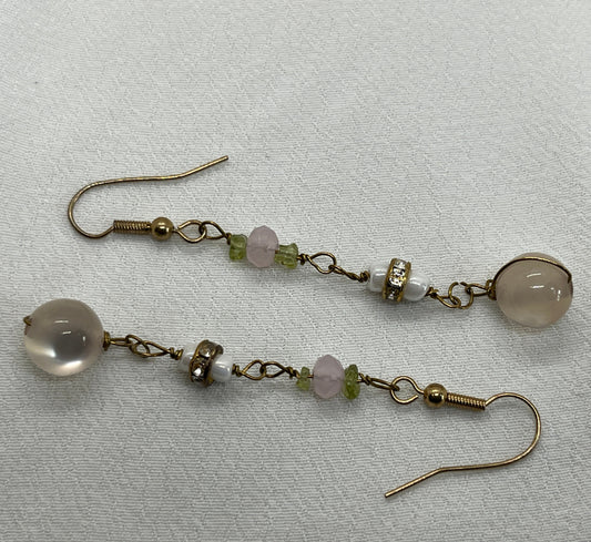 Messing øreringe med langt vedhæng