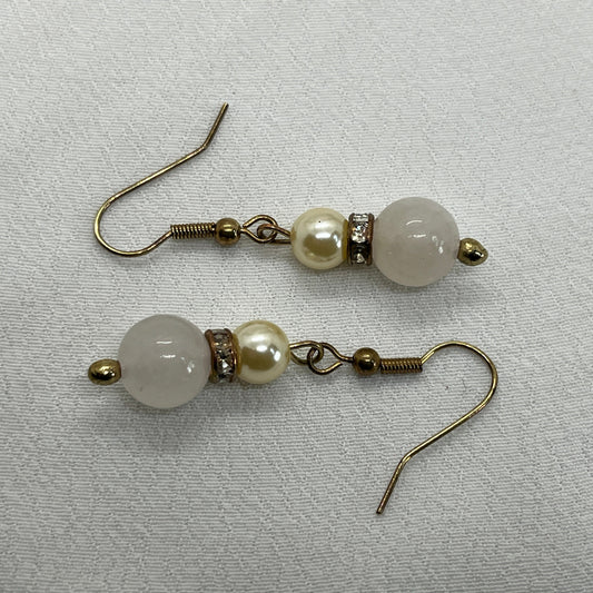 Messing ørering med smuk Rosenkvarts