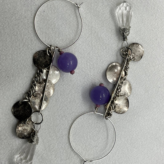 Hoops i sølv med 3 vedhæng