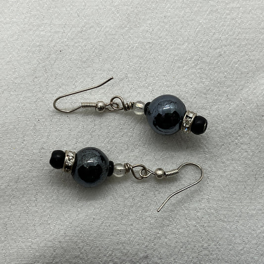 Sølv ørering med Hæmatit