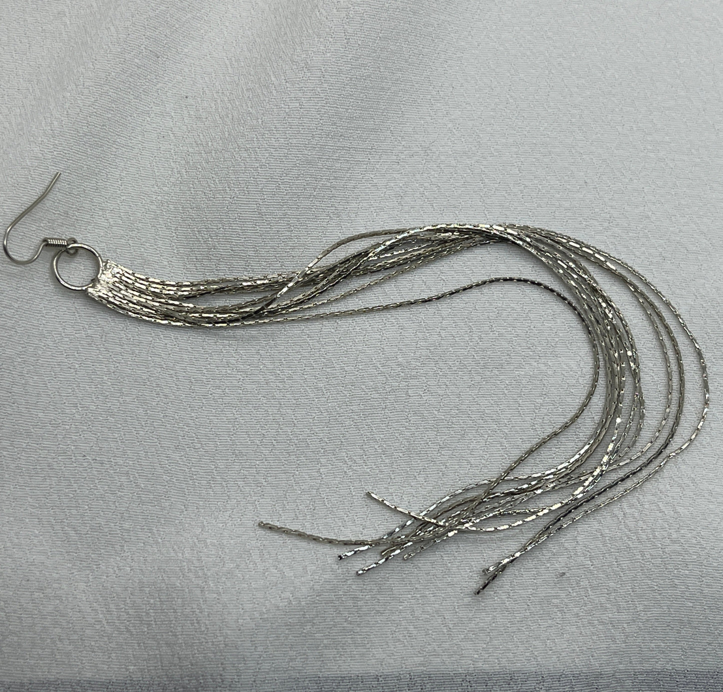 Lang single sølv ørering med bling