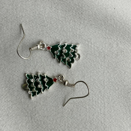 Juletræer på sølv ørering