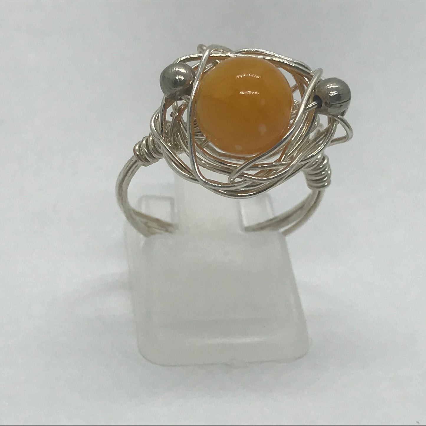 Sølvring med orange Topaz Jade