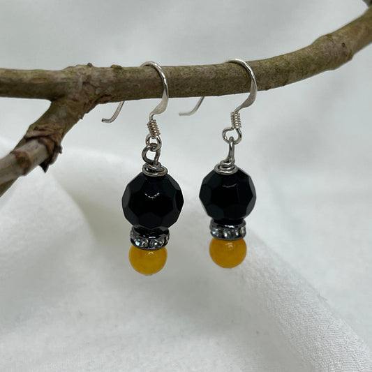 Ørekrog i ægte sølv med orange Jade