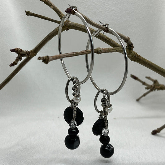 Sølv creoler m. 3 forskellige vedhæng