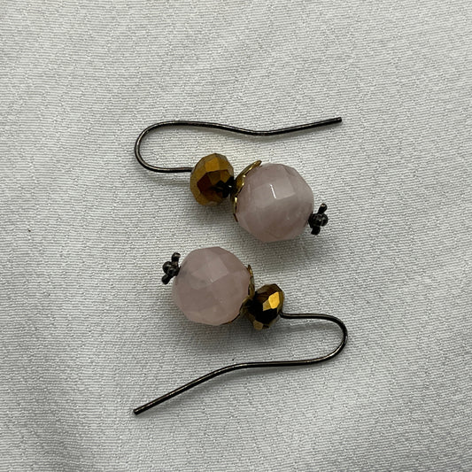 Øreringe med facetteret Rosenkvarts