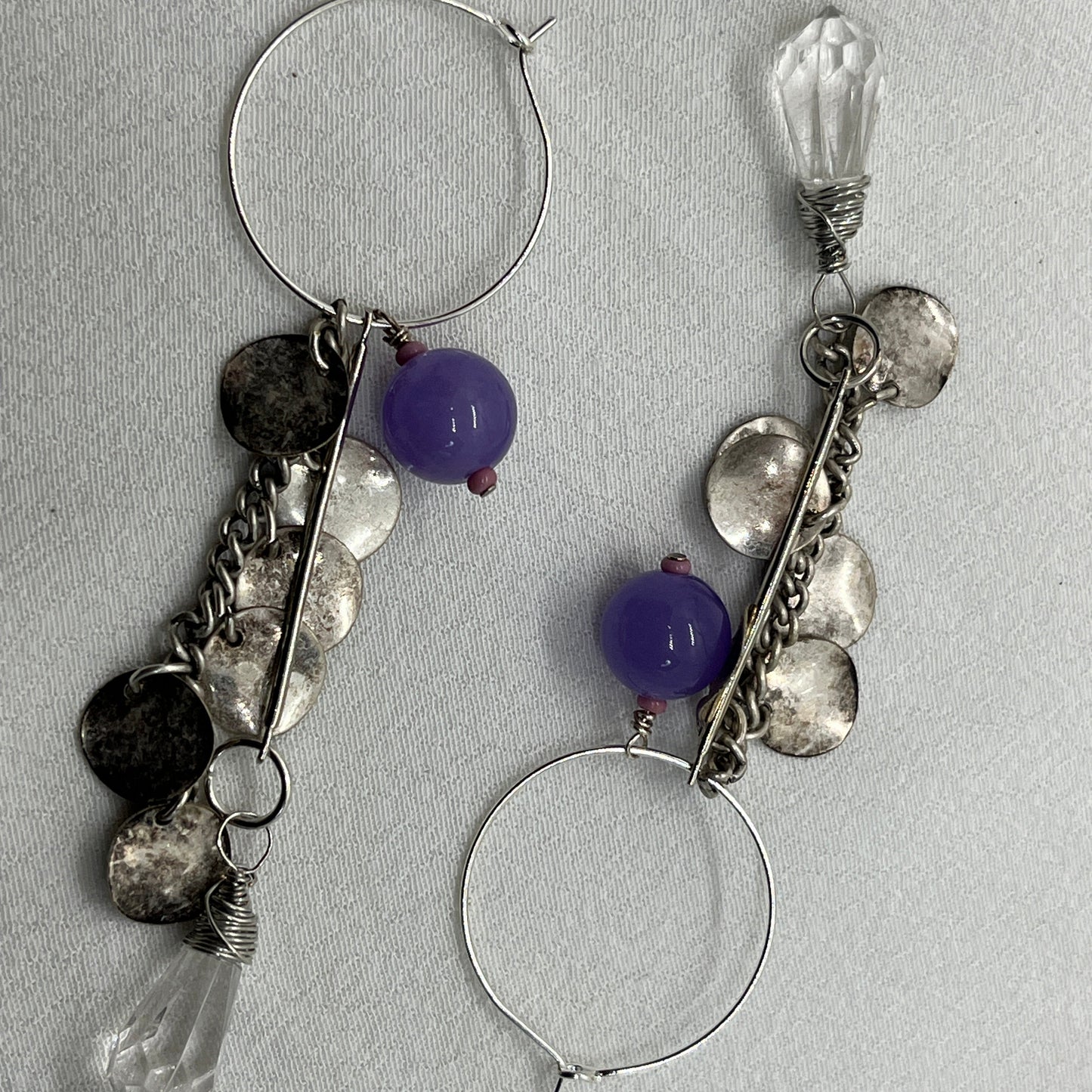 Hoops i sølv med 3 vedhæng