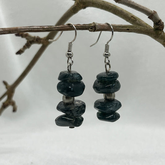 Sølv øreringe med mos-Agater