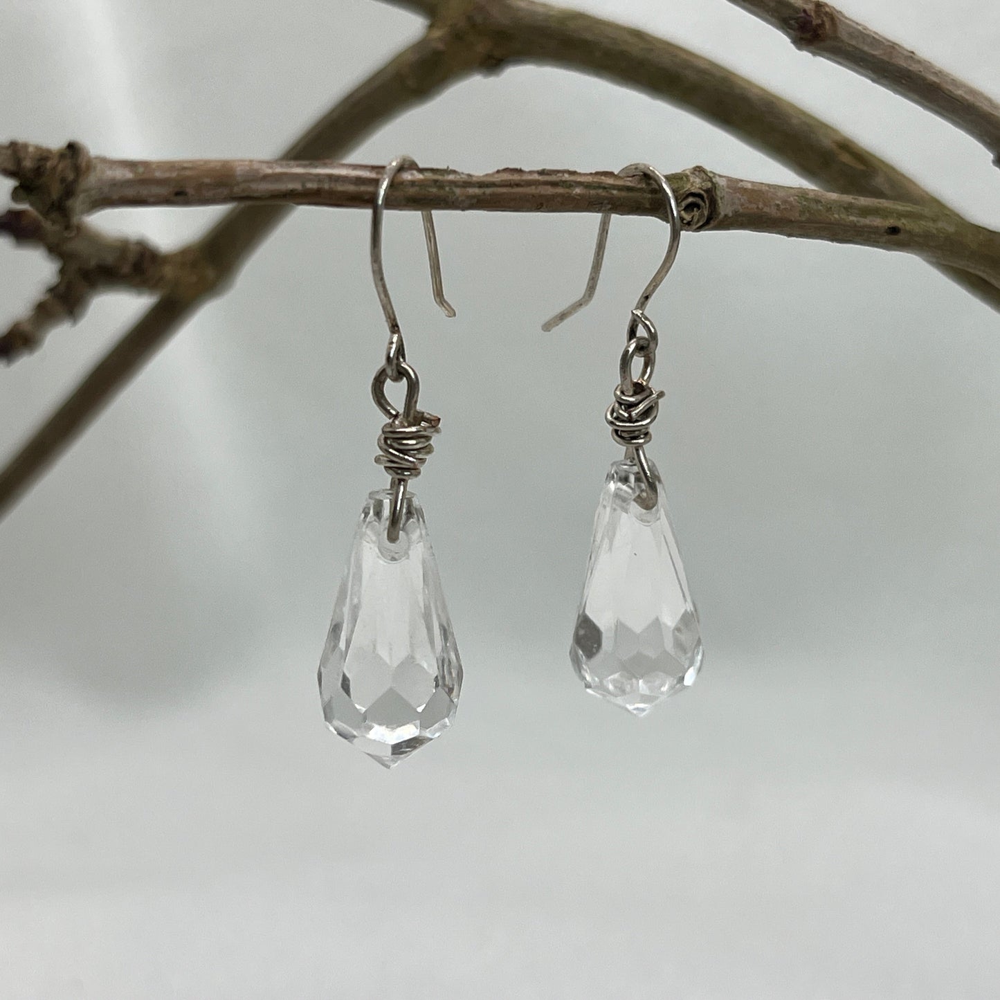 Sølv ørering med prisme