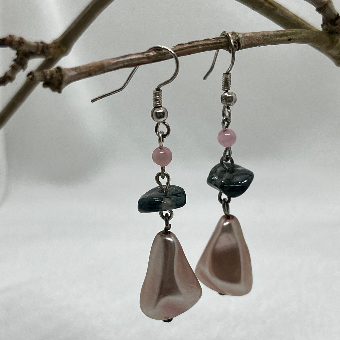 Sølv øreringe med rosa Ferskvandsperle