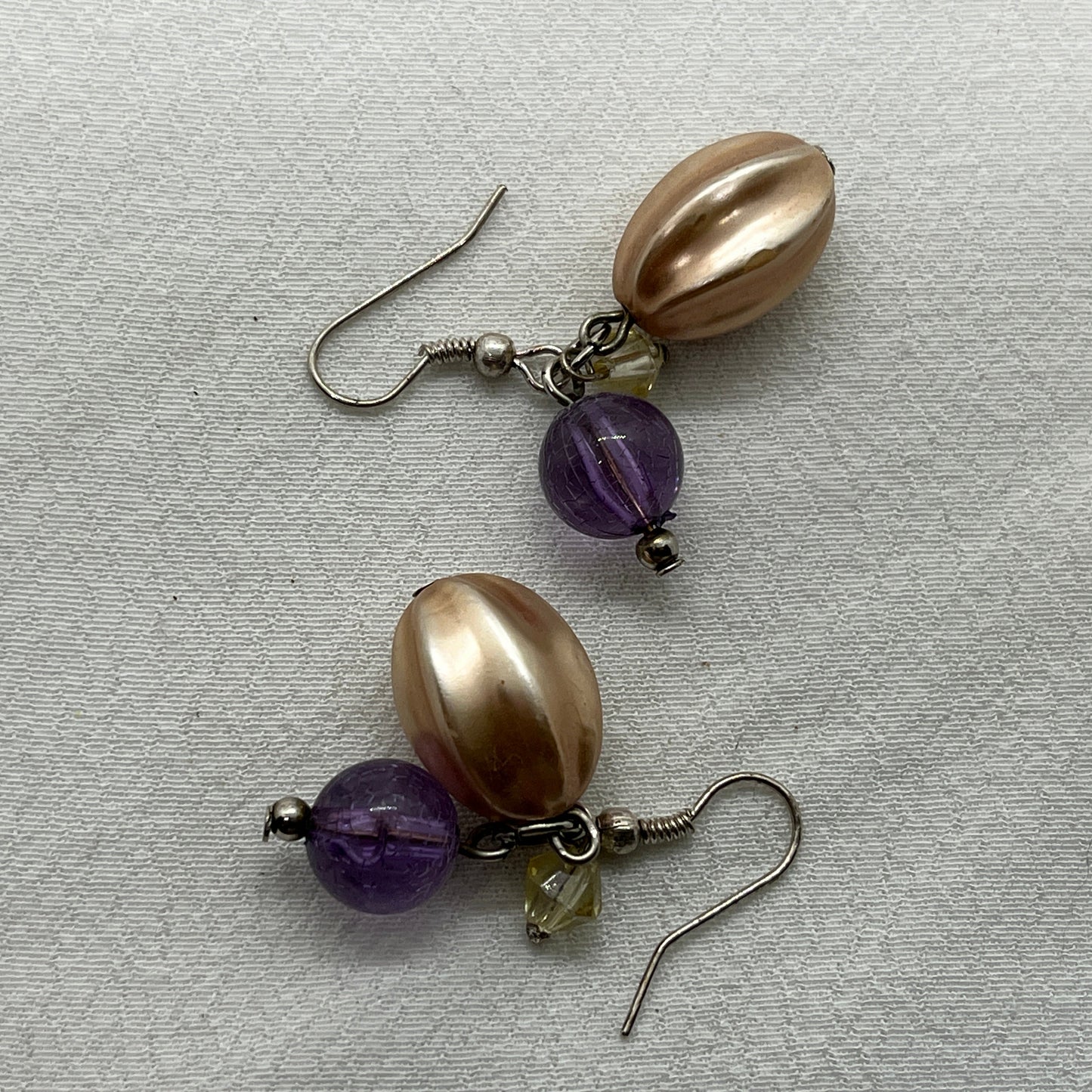 Sølv ørering med rosa og lilla perler