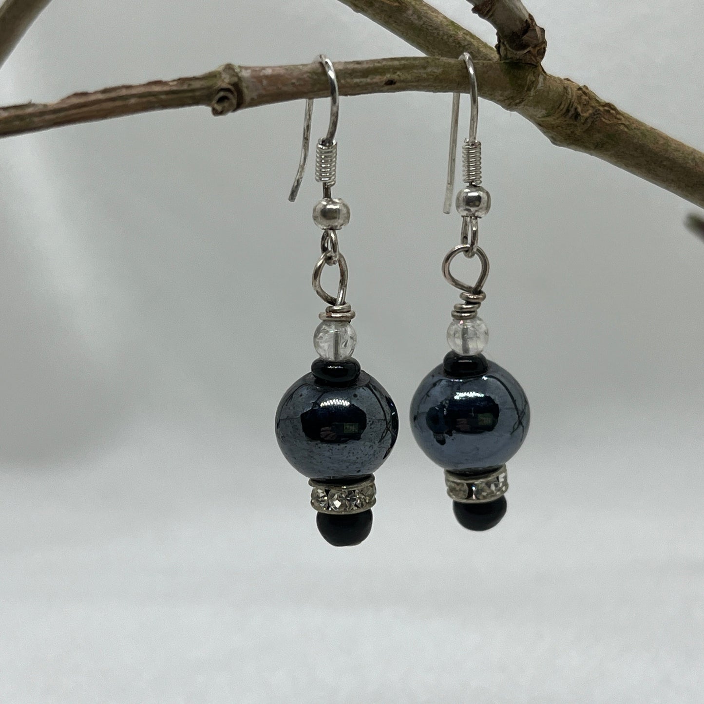 Sølv ørering med Hæmatit