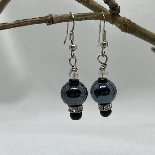 Sølv ørering med Hæmatit