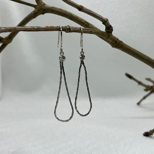 Sølv ørering med kæde og bling