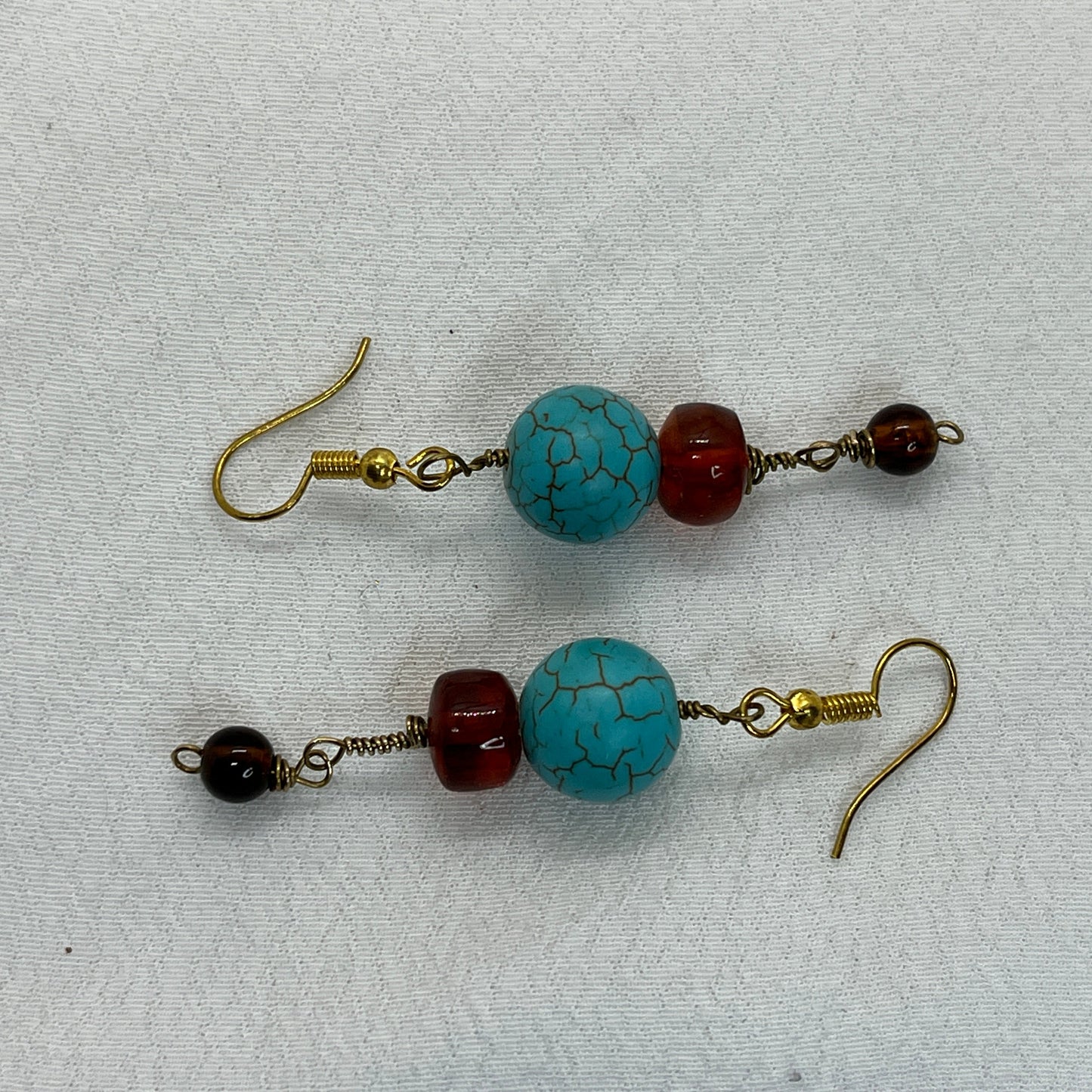 Messing ørering med imiteret turkiser