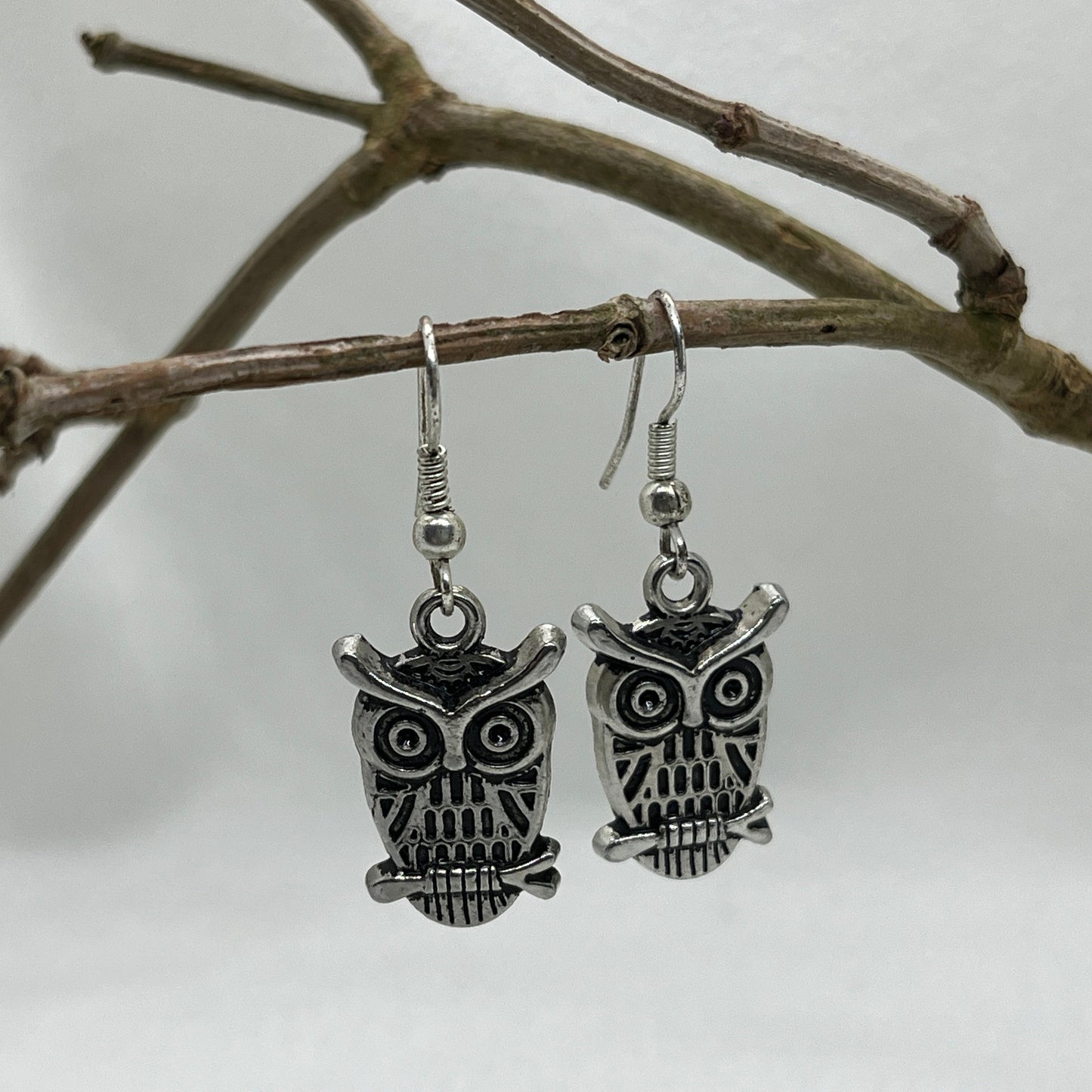 Sølv øreringe med Ugle
