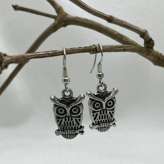 Sølv øreringe med Ugle