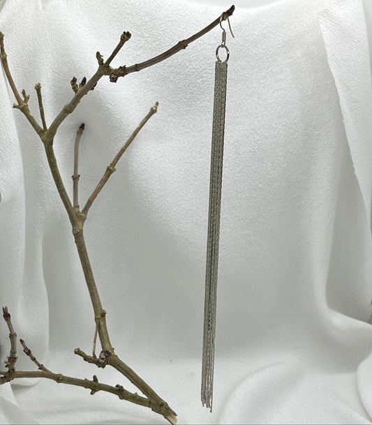 Lang single sølv ørering med bling