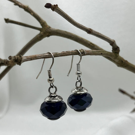 Sølv ørering med kongeblå Krystal