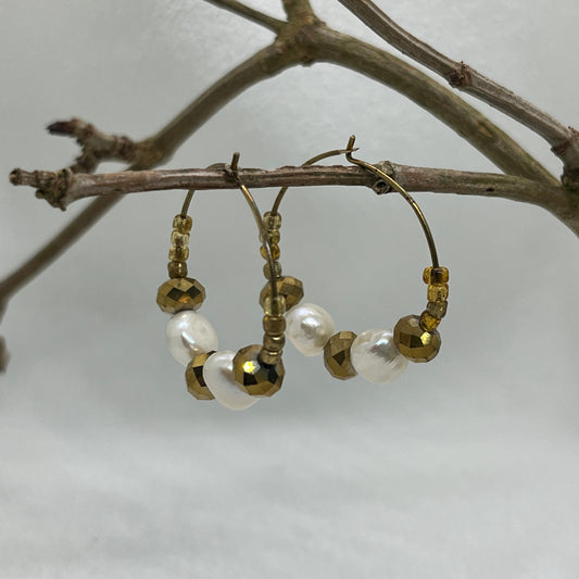 Messing hoops med Ferskvandsperler