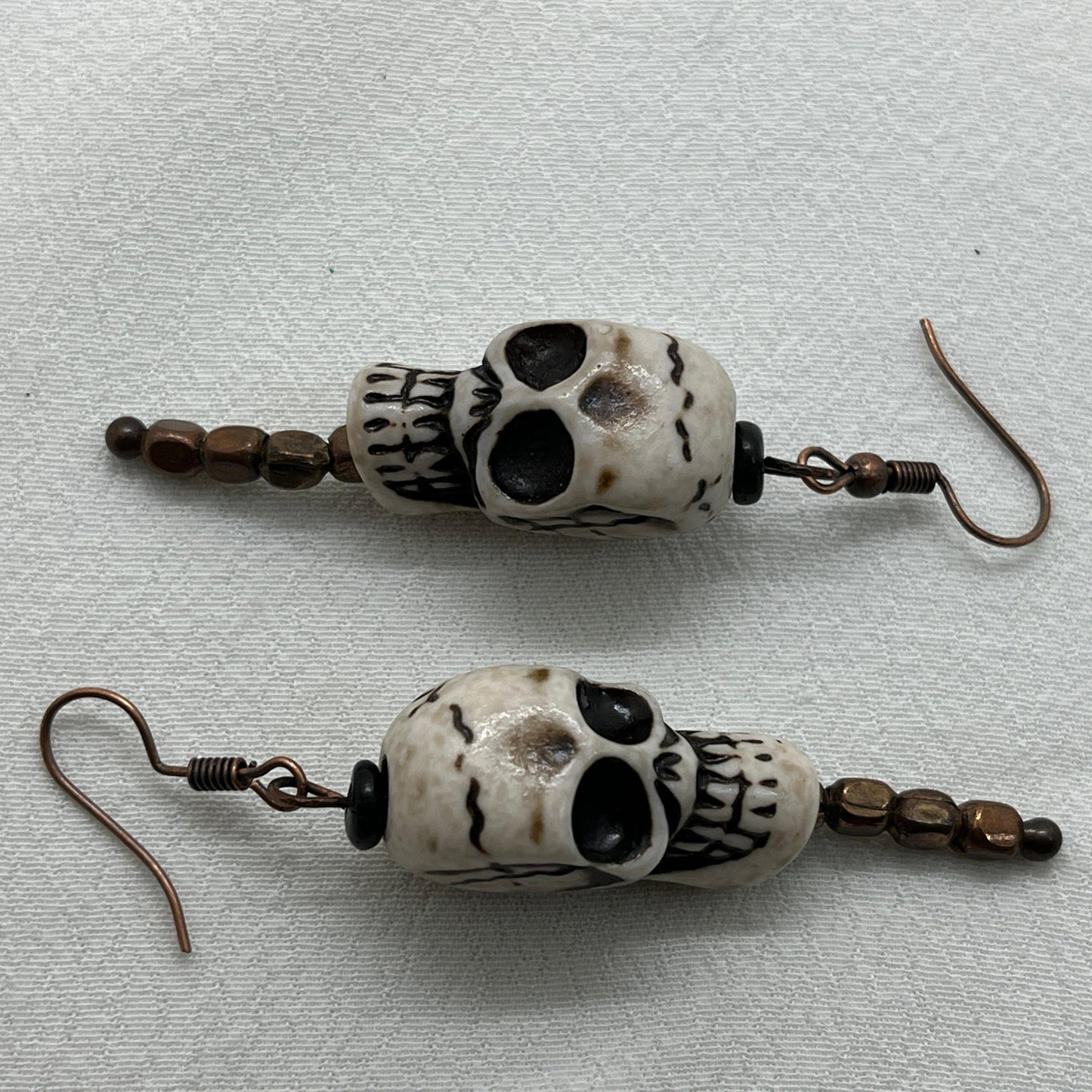 Halloween kobber øreringe  med stort kranium