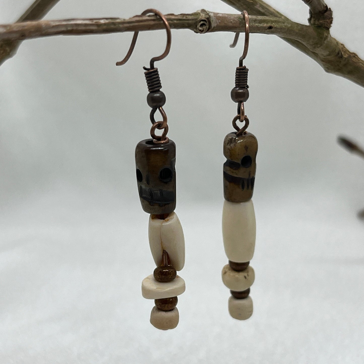 Halloween kobber øreringe med Tigerøje kranium