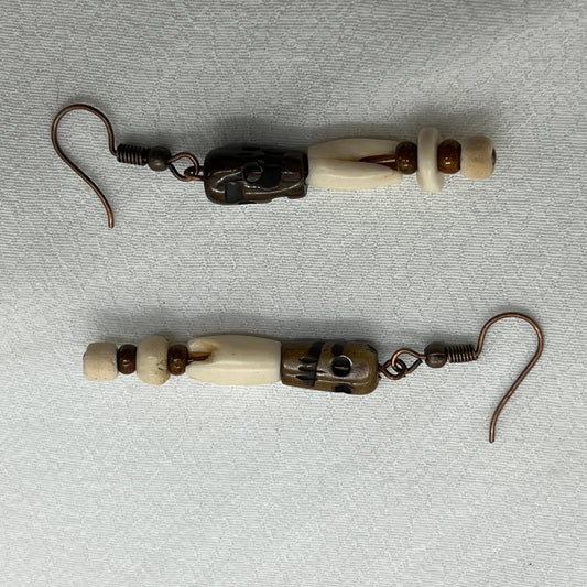 Halloween kobber øreringe med Tigerøje kranium