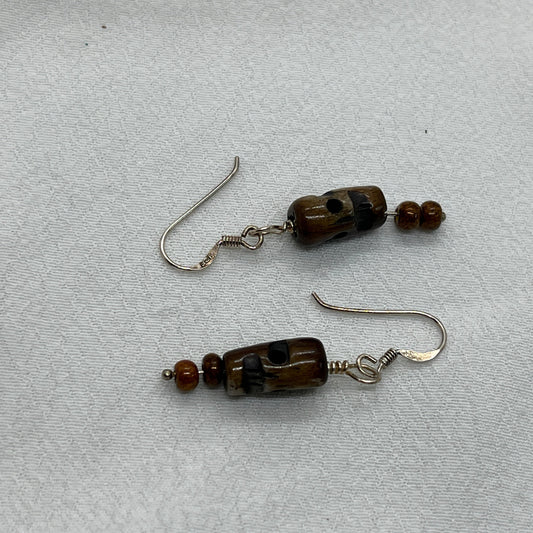 Halloween kobber øreringe med Tigerøje kranium