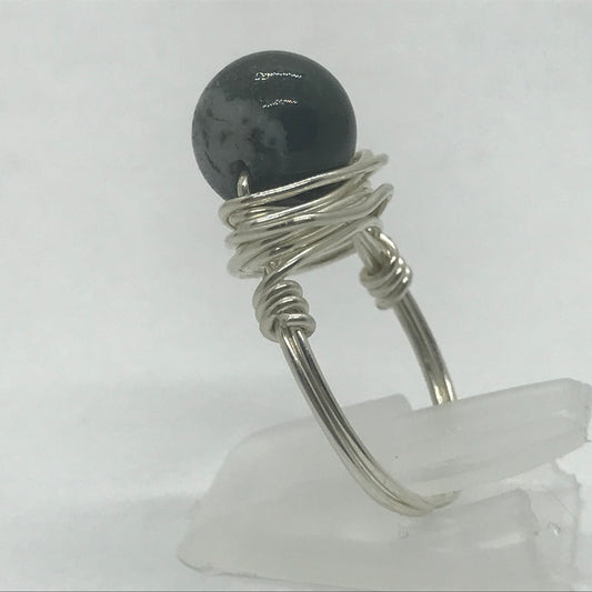 Sølvring med grøn Jasper ædelsten