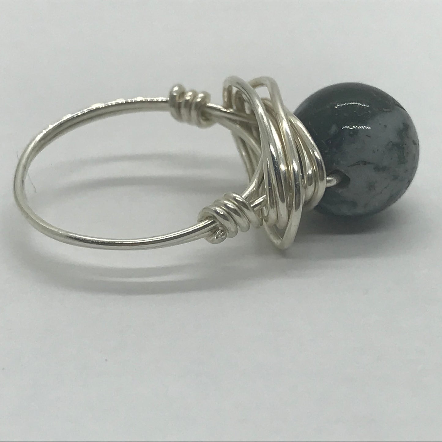 Sølvring med grøn Jasper ædelsten