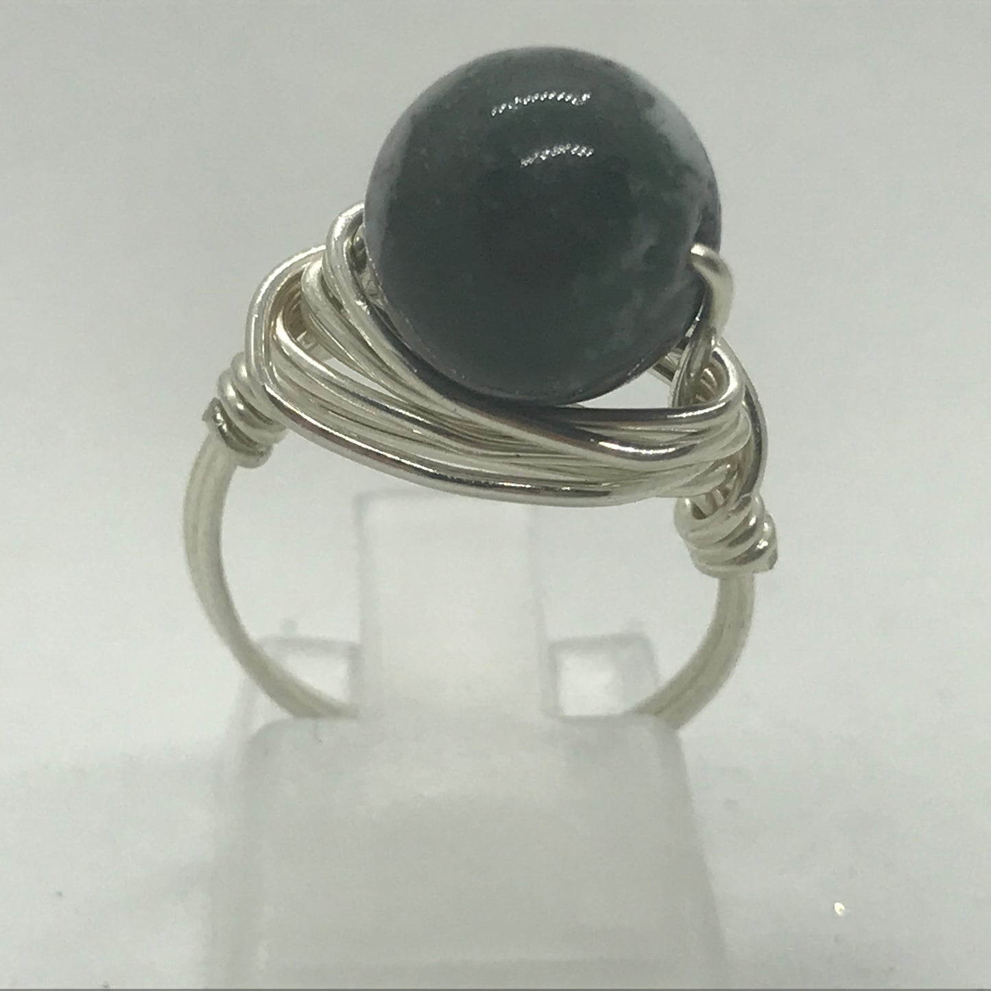 Sølvring med grøn Jasper ædelsten