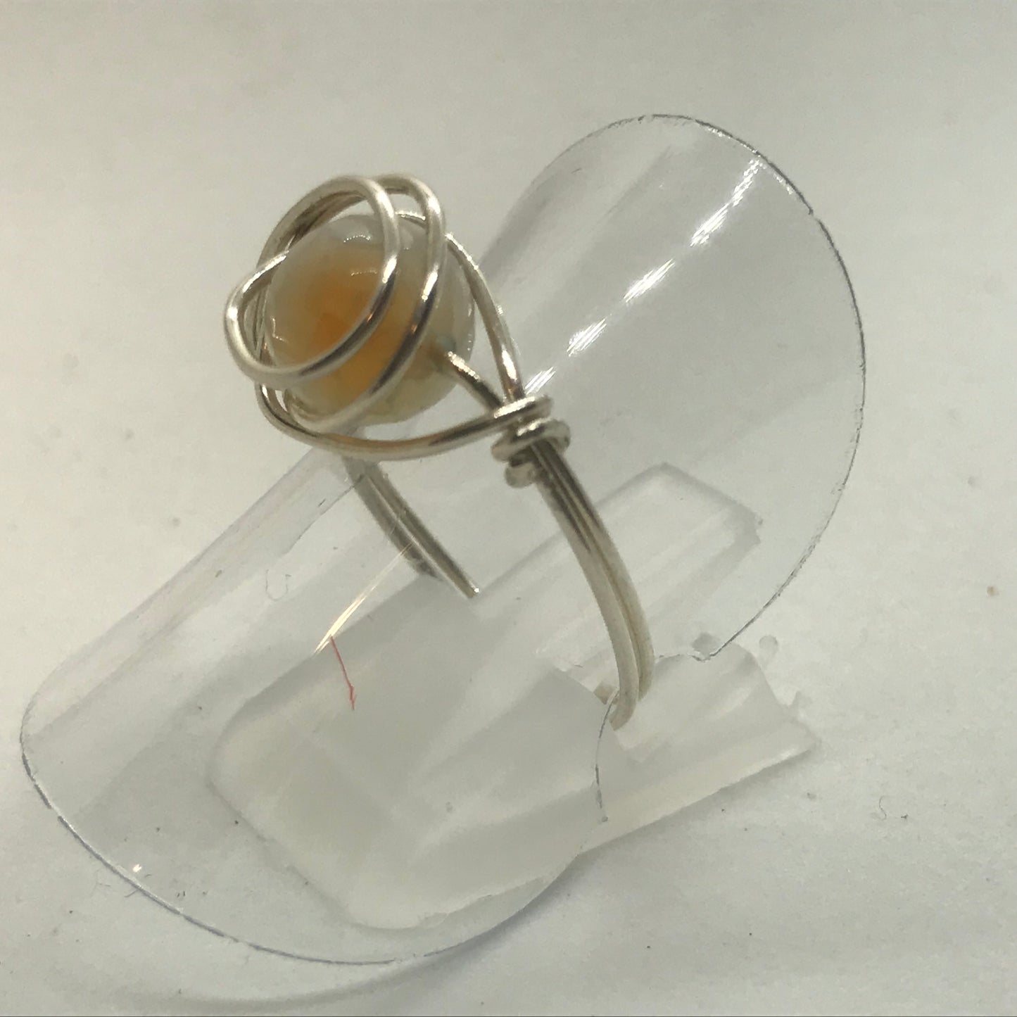 Sølvring med lys orange Agat