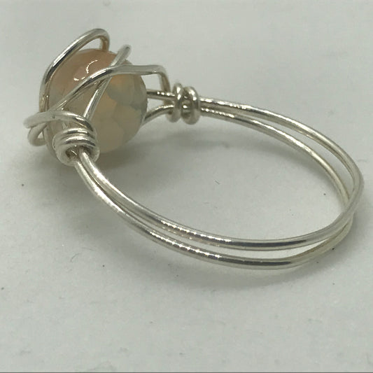 Sølvring med lys orange Agat