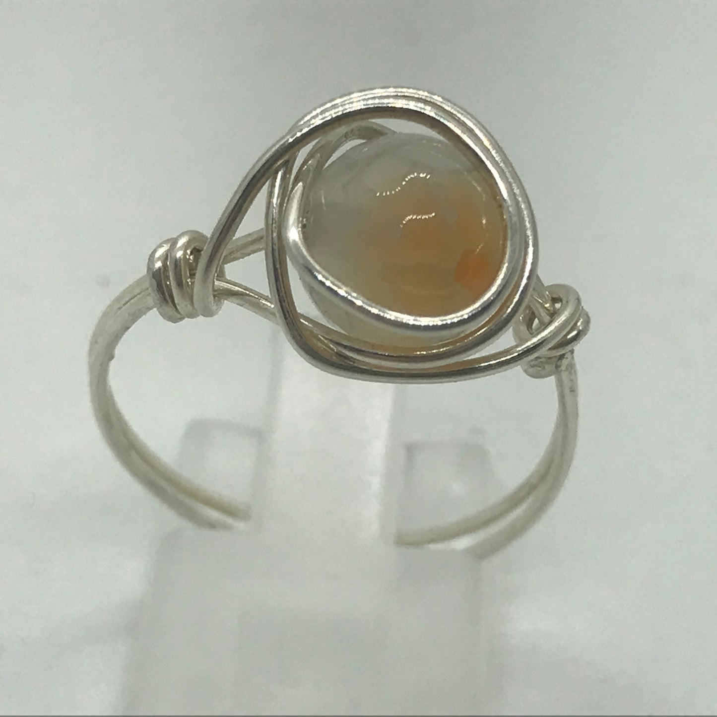 Sølvring med lys orange Agat