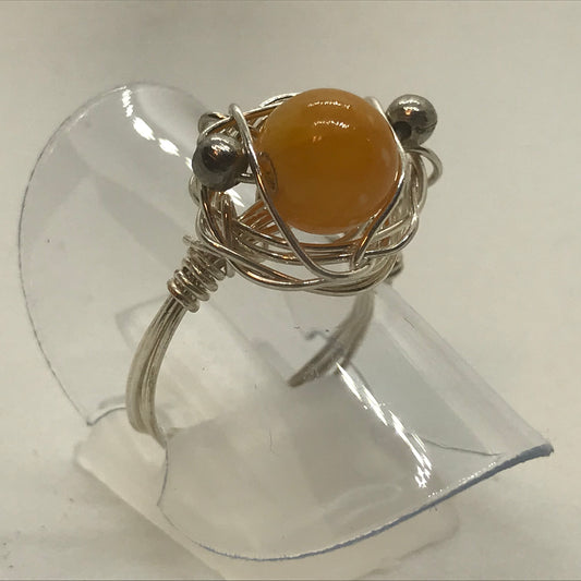 Sølvring med orange Topaz Jade