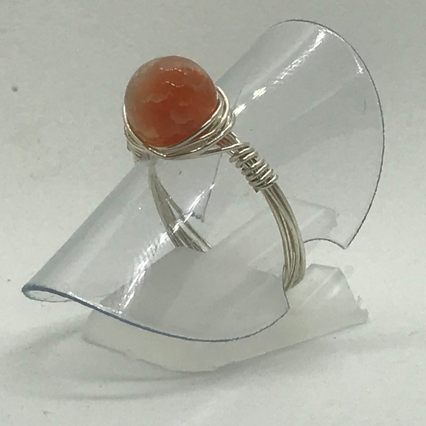 Sølvring med orange Agat