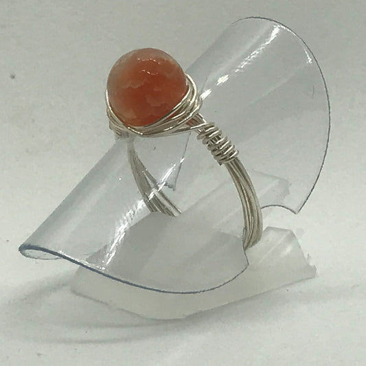 Sølvring med orange Agat