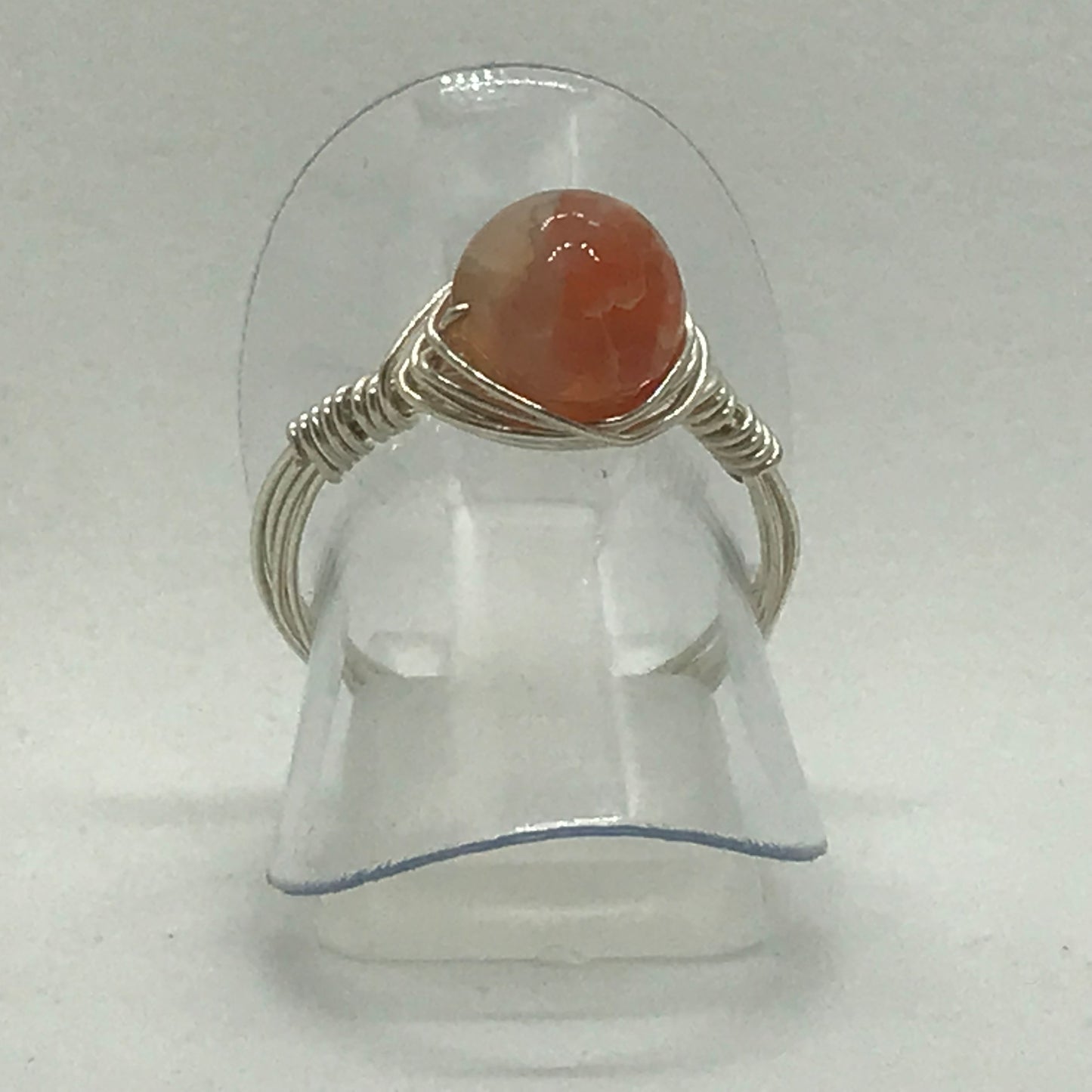 Sølvring med orange Agat