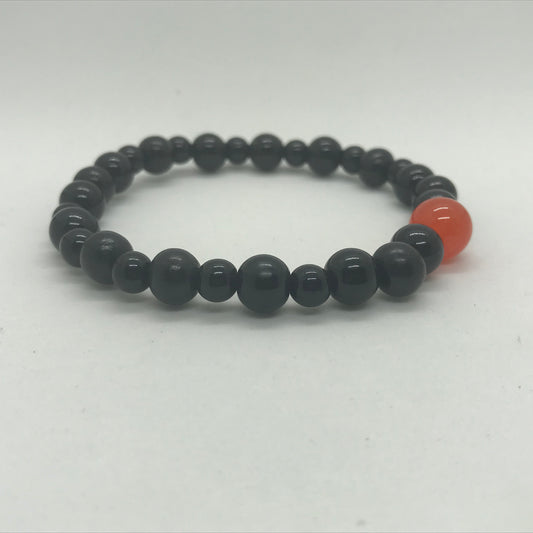 Armbånd sort med orange Jade