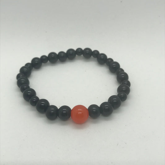 Armbånd sort med orange Jade